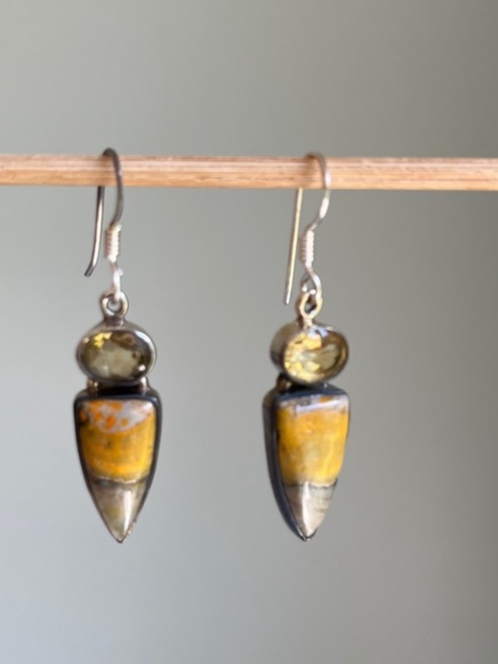 Bumblebee Jasper and citrine in sterling silver Drop Earrings